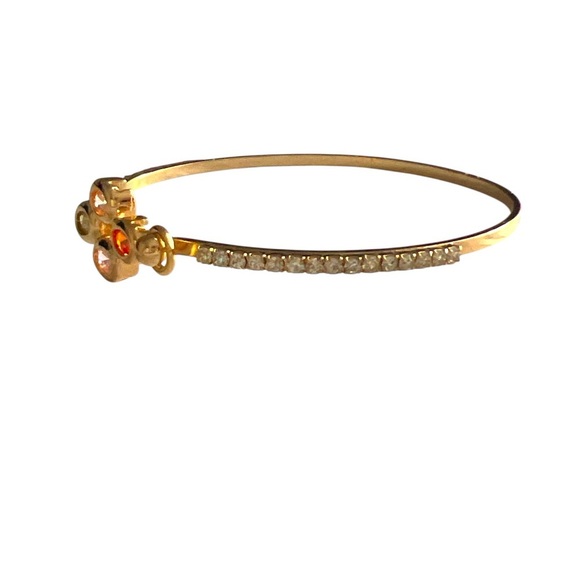 Elegant Gold and Red Bangle Bracelet - Picture 2 of 7